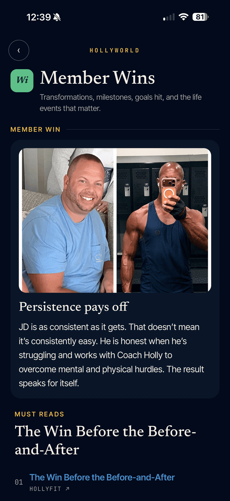 HollyWorld Member Wins - a member transformation feature